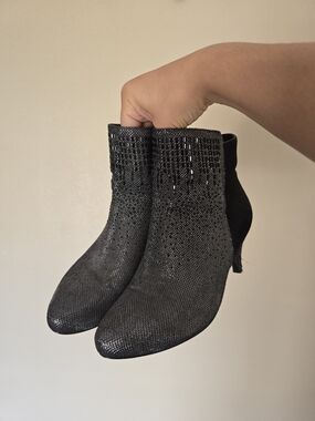 Midnight Velvet Black Sparkle Knit Ankle Booties